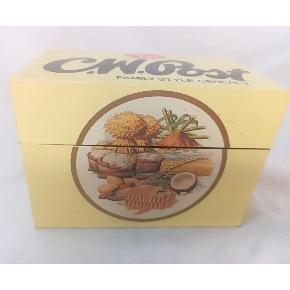 Vintage C.W. Post Metal Recipe Box